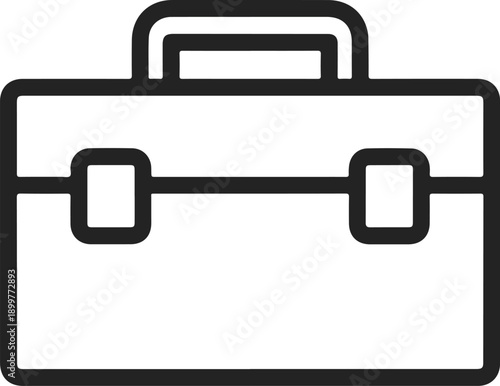 Simple black outline icon of a briefcase or toolbox for business and work concepts