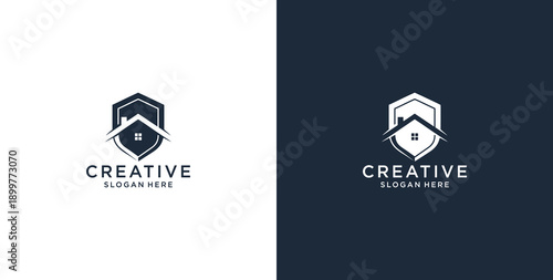 Minimalist House Logo Design with Line Style. Simple Real Estate Business Logo