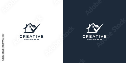 Minimalist House Logo Design with Line Style. Simple Real Estate Business Logo