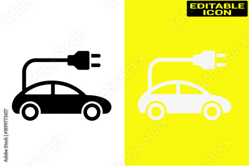An electric car with charging cable Vector