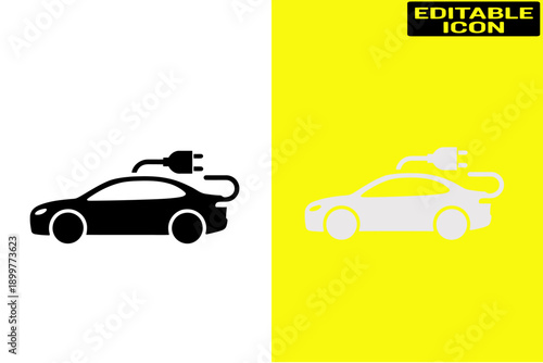 An electric car with charging cable Vector