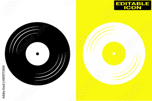 Close-up view of two vintage vinyl records with intricate label designs. Vector