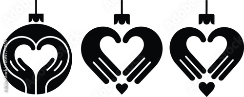 Festive Heart Hand Ornament Icons
