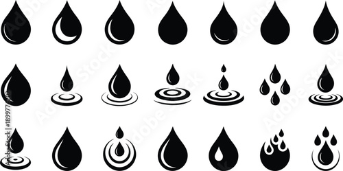 Diverse Collection of Water Drop Silhouettes