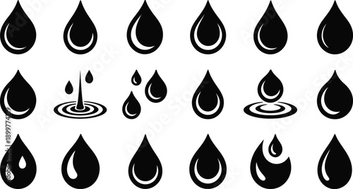 Assorted Black Liquid Water Drops