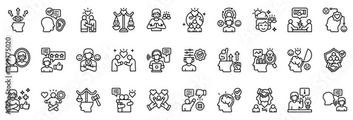 Emotional Intelligence Icon Collection Set. Clean Outline Style Icon Vector Illustration.