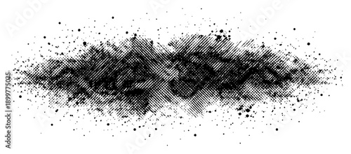 Abstract black ink splatter texture with stippling and grunge noise effect
