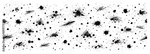 Grunge abstract background with ink splatters paint drops and halftone texture elements