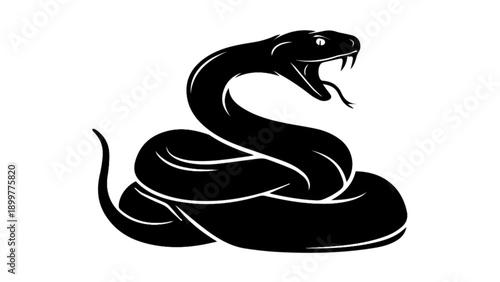 King cobra snake silhouette in strike position vector