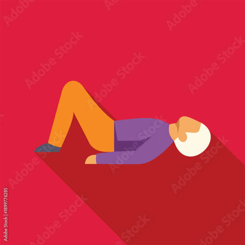 Elderly man practicing a core strengthening exercise, promoting health and fitness in old age