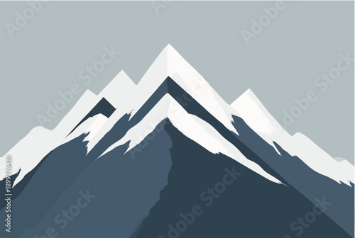 Mountains covered with snow. Landscape illustration of mountain scenery. 