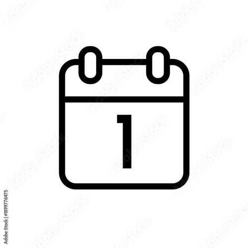 Calendar with day 1 - vector icon