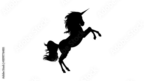 Magical unicorn rearing silhouette fantasy animal vector