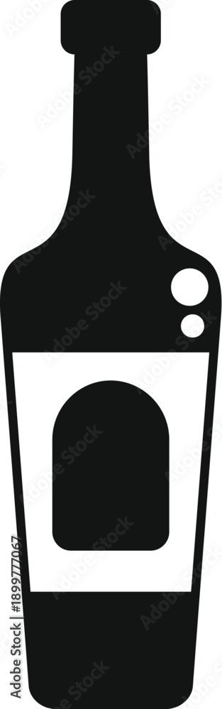 Fototapeta premium Classic bottle of red or white wine with blank label and bubbles inside, isolated on white