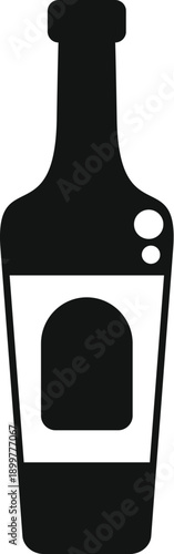 Classic bottle of red or white wine with blank label and bubbles inside, isolated on white