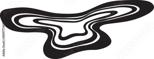 Abstract black and white swirling liquid shape design element