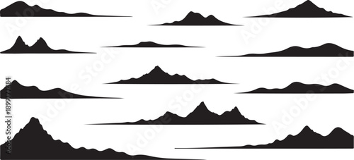 Mountain Silhouettes in Black and White Landscape Vector Illustration