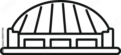 Stadium building with a domed roof and arches, featuring modern construction