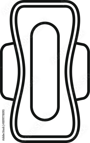 Sanitary pad illustration showing an outline indicating personal feminine hygiene protection