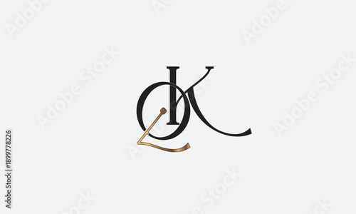 QK, KQ, Q, K Abstract Letters Logo Monogram
