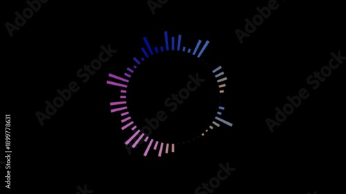 Circular Audio Visualizer with Colorful Bars on Black Background, Looping Animation