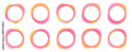 A glowing neon circle emits soft pink and blue light on a dark background. Perfect for digital banners, futuristic posters, and UI elements. High-resolution PNG.