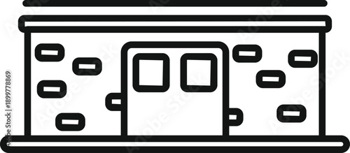 Simple building exterior with a door and brick like wall in outline style