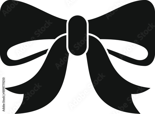 Black silhouette of a decorative bow, useful for gifts, presents and celebration