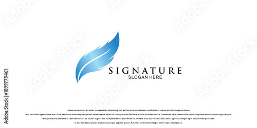 Ceative feather logo design with unique concept vector