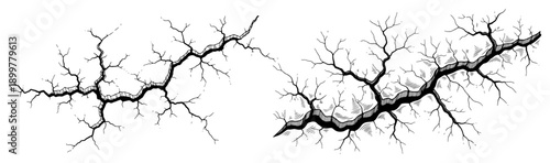 Detailed ground cracks and fissures with ink hatching for comic background design