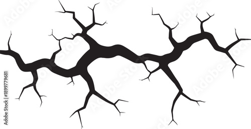 Black Cracked Line Illustration on White Background Vector Graphic