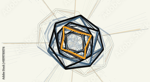 Abstract Geometric Pattern of Nested Polygons and Squares. Complex Digital Art Illustration for Modern Design Background