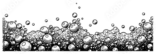 Detailed hand drawn bubble foam texture with various sphere sizes and stippled shading