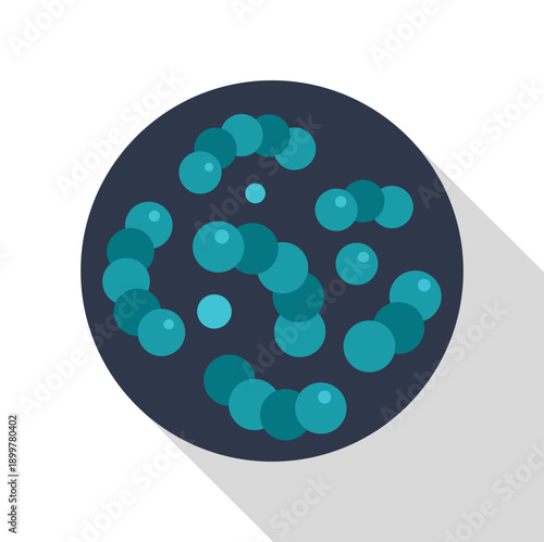Bacteria cells multiplying inside a round petri dish in an illustration