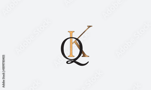 QK, KQ, Q, K Abstract Letters Logo Monogram