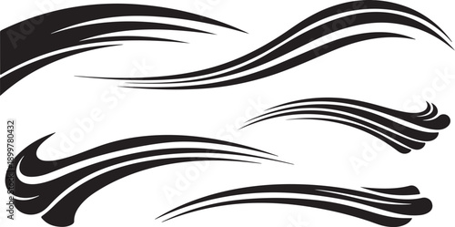 Abstract Black and White Swirling Motion Graphic Design Elements