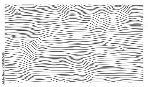 Abstract hand drawn wavy lines background with ink wood grain texture