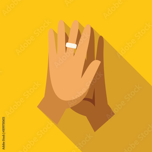 Hands joined in a prayer gesture symbolizing hope, engagement, and commitment in flat design