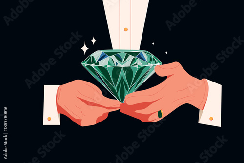 Elegant Expert Appraising a Flawless Luxury Diamond Vector