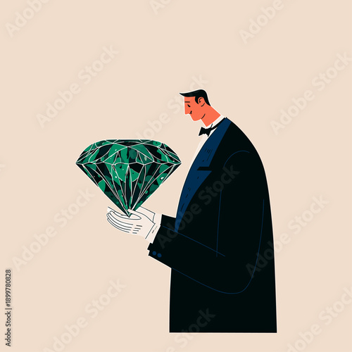 Elegant Expert Appraising a Flawless Luxury Diamond Vector