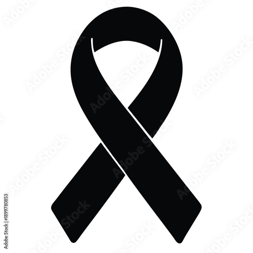 Black awareness ribbon icon isolated on white background symbol of support