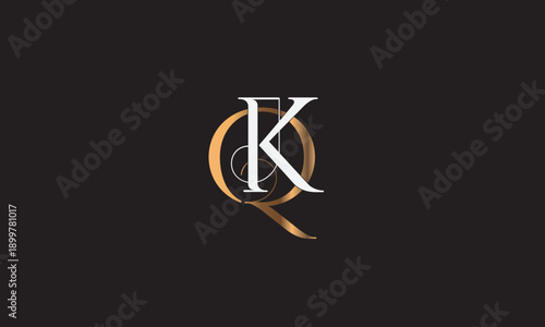QK, KQ, Q, K Abstract Letters Logo Monogram
