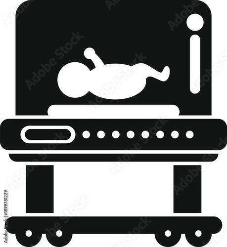 Fetus appearing on an ultrasound monitor for prenatal medical diagnosis