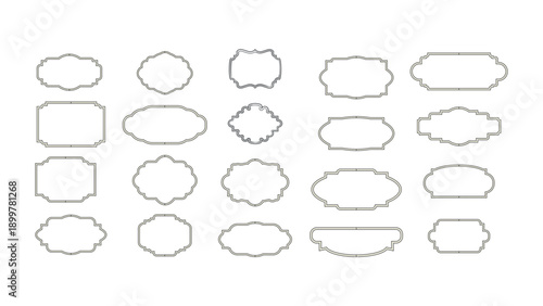 A comprehensive vector collection of sophisticated, elegant silver outline frames and labels, meticulously designed with a blend of vintage and classic aesthetics, showcasing an array of diverse ornam