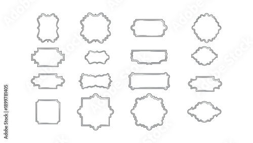 A comprehensive vector collection of sophisticated, elegant silver outline frames and labels, meticulously designed with a blend of vintage and classic aesthetics, showcasing an array of diverse ornam