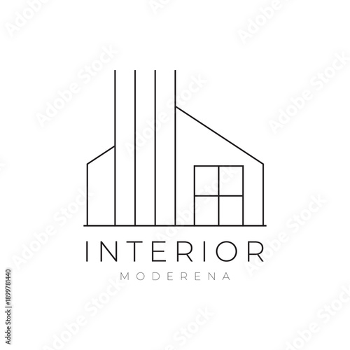 Interior house minimalist logo design vector