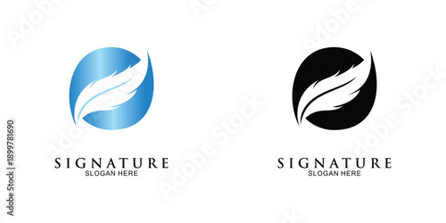 Ceative feather logo design with unique concept vector