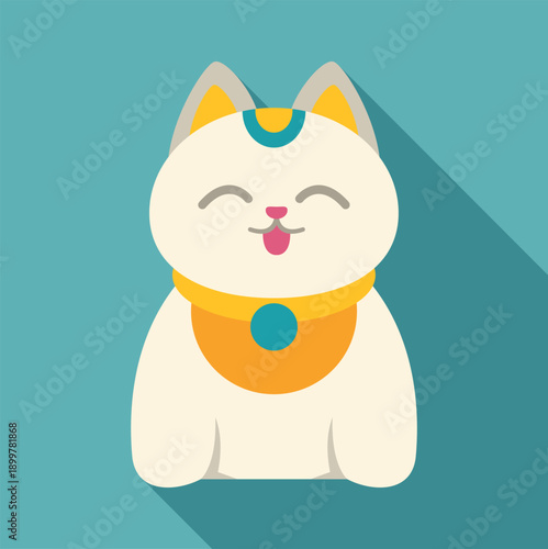 Cute happy maneki neko cat figure bringing good fortune