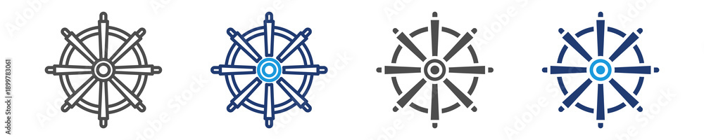 Fototapeta premium boat searing wheel icon set multiple style