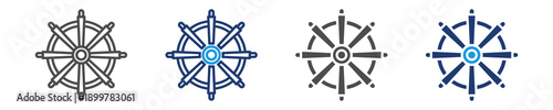 boat searing wheel icon set multiple style